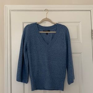 White House Black Market Sky Blue V-Neck Sweater